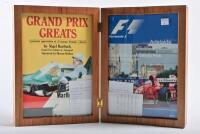 GRAND PRIX: A "Grand Prix Adelaide" display including programme and a book signed by 10 GP personalities, including Fangio, Moss, Prost, Senna, Jones and more.