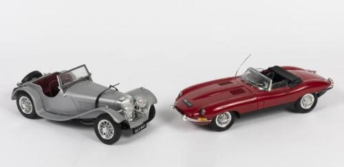 JAGUAR: Two Jaguar scale models including; a Polistil 1:16 scale XKE (E-Type); together with a Burago 1:18 scale 1937 SS 100, both unboxed