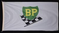 BP: A large circa 1960s/1970s rectangular translucent BP flag, 97.5cm high x 183.5cm wide