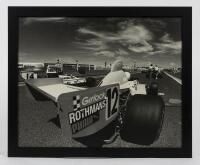ELFIN: An original photograph of Garrie Cooper in this Elfin MR8 at Sandown on 20th February 1977 by Peter D'Abbs, framed.