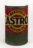 CASTROL: A Wakefield Castrol Motor Oil painted advertising sign in the form of a half barrel