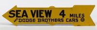 SIGNPOST SIGN: An original arrow shaped pressed tin sign, 49.5cm long