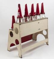 SHELL: A rare circa 1960s Shell X-100 10-bottle oil rack with bottles - 2