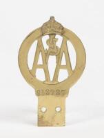 AUTOMOTIVE ASSOCIATION OF SOUTH AUSTRALIA: A circa 1930/40s Automobile Association of South Australia (AASA) cast brass badge