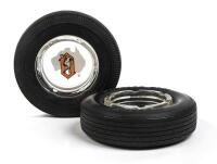 DUNLOP/OLYMPIC: Two promotional tyre form ashtrays with glass insert, one Dunlop and one Olympic, 15cm and 14.5 cm diameter respectively