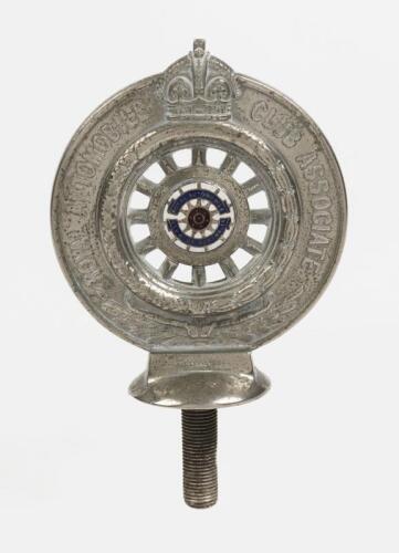 ROYAL AUTOMOTIVE CLUB OF AUSTRALIA: A very fine circa 1920s Royal Automobile Club (RACA) cast metal badge by Angus & Coote, Sydney, with central enamelled monogram to one side and enamelled RACA emblem to the other, membership number 1932, 12.3cm high, 9.
