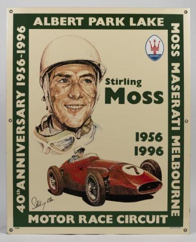 STIRLING MOSS: A limited edition (62/100) commemorative enamel sign for the 1956-1996 Albert Park Lake Motor Race Circuit 40 Year Anniversary