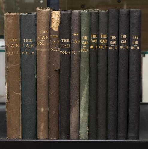 THE CAR MAGAZINE: 12&nbsp;linen bound volumes of The Car Magazine, years 1925&nbsp;- 39, volumes 1-14 excluding volumes 3 and 9