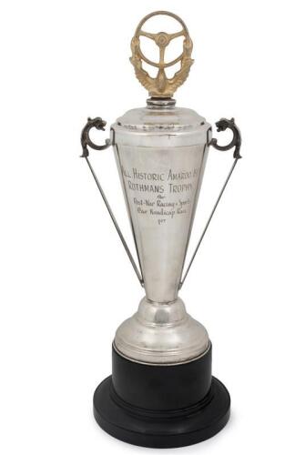 RACING TROPHY: A large silverplate 1st place trophy from Amaroo 1977, 53cm overall with base