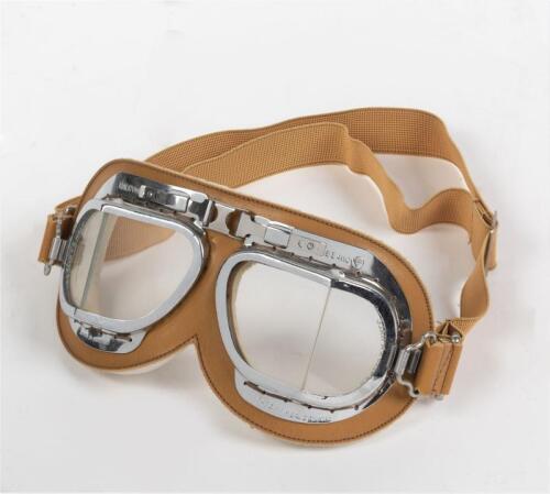 HALCYON: A pair of Halcyon Mark 49 tan leather motorcycle or aviator goggles