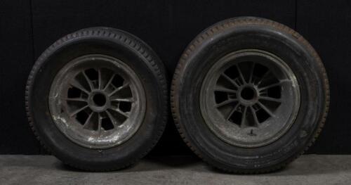 AC SHELBY COBRA: A pair of original Halibrand magnesium race wheels with tyres, Ex AC Shelby Cobra #COB6033