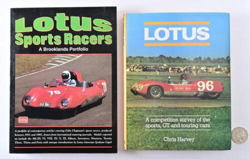 LOTUS: "Lotus" hardcover book by Chris Harvey and "Lotus Sports Racers" softcover book