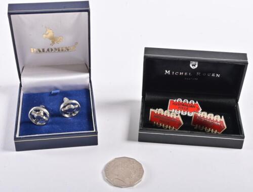 CUFFLINKS: Two sets of boxed racing related cufflinks