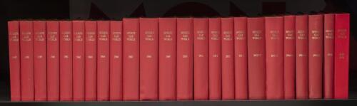 SPORTS CAR WORLD MAGAZINE: 24 linen bound volumes of Sports Car Magazine, years 1957 - 1991 excluding 1966 and 1987