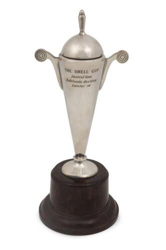 TROPHY: A silverplate trophy "the Shell Cup, given for the fastest time in the Adelaide historic 1978