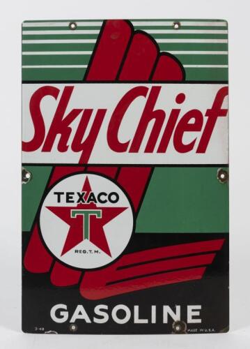 TEXACO: An original "Sky Chief" Texaco enamel sign, 46cm high x 30.5cm wide