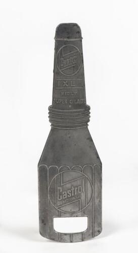 CASTROL: A vintage cast alloy Castrol oil bottle form bottle opener, 23.5cm long, 7cm wide