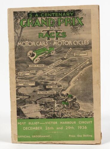 SOUTH AUSTRALIAN GRAND PRIX: An original Official Programme for the 1936 "SA Centenary Grand Prix and TT Races" at Victor Harbour Circuit