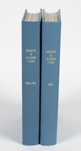 SPORTS & CLASSIC CARS: 2 linen bound volumes of Sports And Classic Cars magazines, 1986-1988, sky blue linen bound hardback books with gilt lettering to spines
