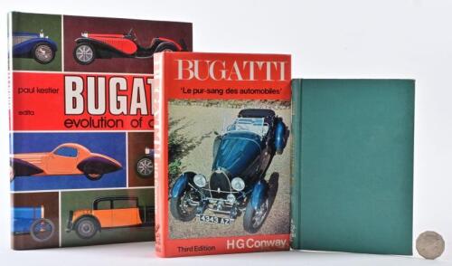 BUGATTI: Three books relating to Bugatti, including "Bugatti, evolution of style", hardcover book by Paul Kestler