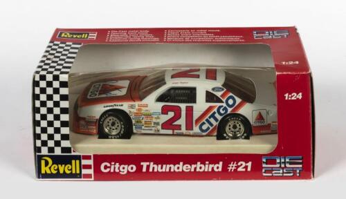 NASCAR: A 1:24 scale Revel Ford Citgo Thunderbird #21 model, signed by nascar driver Morgan Shepherd