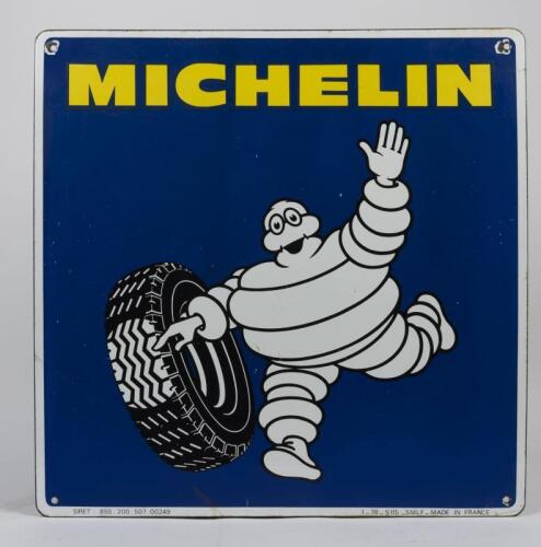 MICHELIN: A large circa 1970s Michelin tyres enamel sign, 65cm square