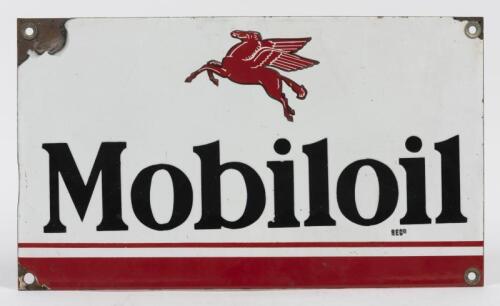 MOBILOIL: An original Mobiloil enamel sign, 27cm high x 46cm wide
