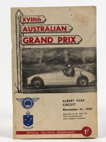 AUSTRALIAN GRAND PRIX: An original programme for the 1953 Australian Grand Prix at Albert Park Circuit, Victoria