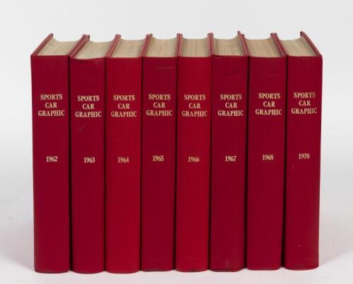 SPORTS CAR GRAPHIC: 8 linen bound volumes of Sports Car Graphic years 1962 - 1970