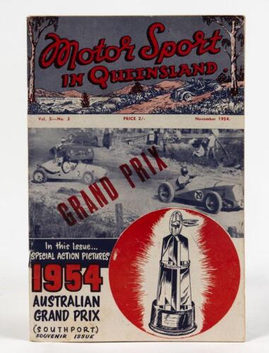 AUSTRALIAN GRAND PRIX: An original copy of "Motor Sport in Queensland" featuring "Special Action Pictures" of the 1954 Australian Grand Prix at Southport, Queensland