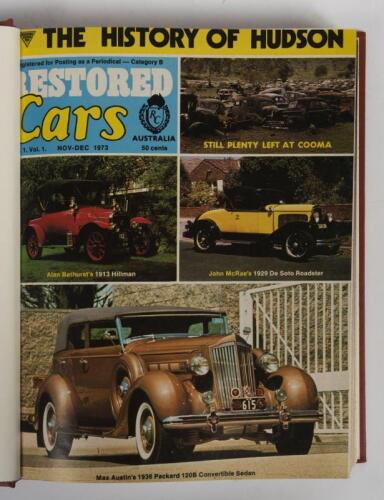 RESTORED CARS MAGAZINE: 160 issues of Restored Cars magazine in 12 red linen bound hardback volumes