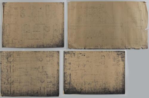 CHAMBERLAIN: Four large reproduction copies of the Chamberlain 8 engine drawings, some tears, 58cm high, 100cm wide largest