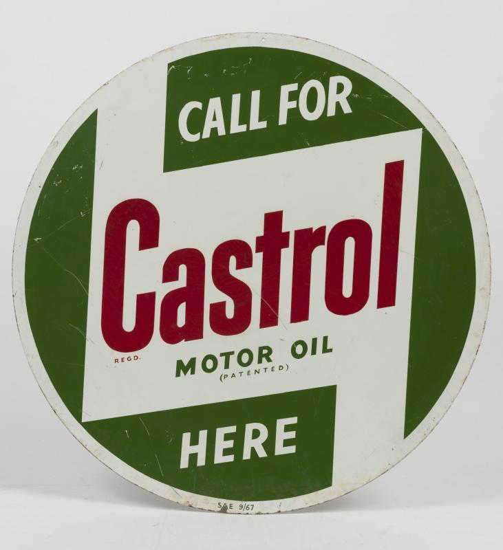 CASTROL: An original Castrol double sided round enamel sign, 60cm ...