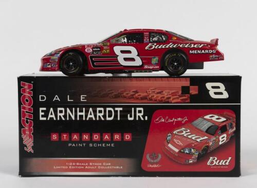 NASCAR: A limited edition NASCAR licensed 1:24 scale Action Budweiser Chevrolet #8 model, signed by nascar driver Dale Earnhardt Jnr