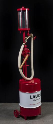 LAUREL: A well restored single bowl mobile bowser in Laurel Kerosene livery, with glass bowl, 195cm high