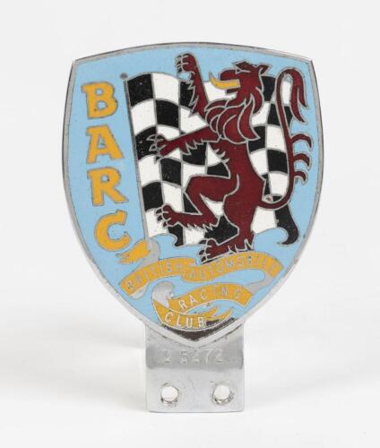 BRITISH AUTOMOBILE RACING CLUB: A British Automobile Racing Club chrome and enamel car badge