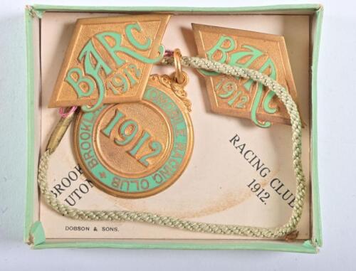 BROOKLANDS: A set of 1912 Brooklands Automobile Racing Club (BARC) lapel badges by Dobson & Sons, set number 1647, in original box