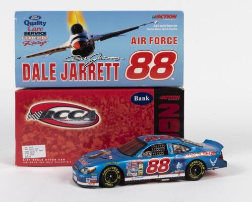 NASCAR: A limited edition 1:24 scale Action Air Force 2000 Ford Taurus #88 model, this model was autographed by Dale Jarrett, 1 of 4500, boxed