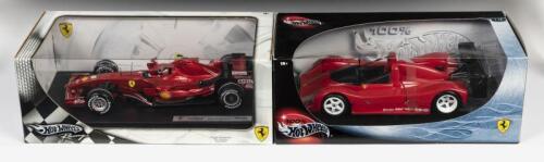FERRARI: Two 1:18 scale Hotwheels Ferrari models