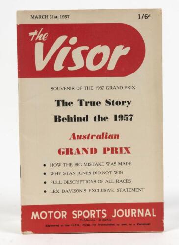 AUSTRALIAN GRAND PRIX: An original copy of "The Visor, Souvenir of the 1957 Australian Grand Prix" at Caversham, Western Australia, published by the Motor Sport Journal