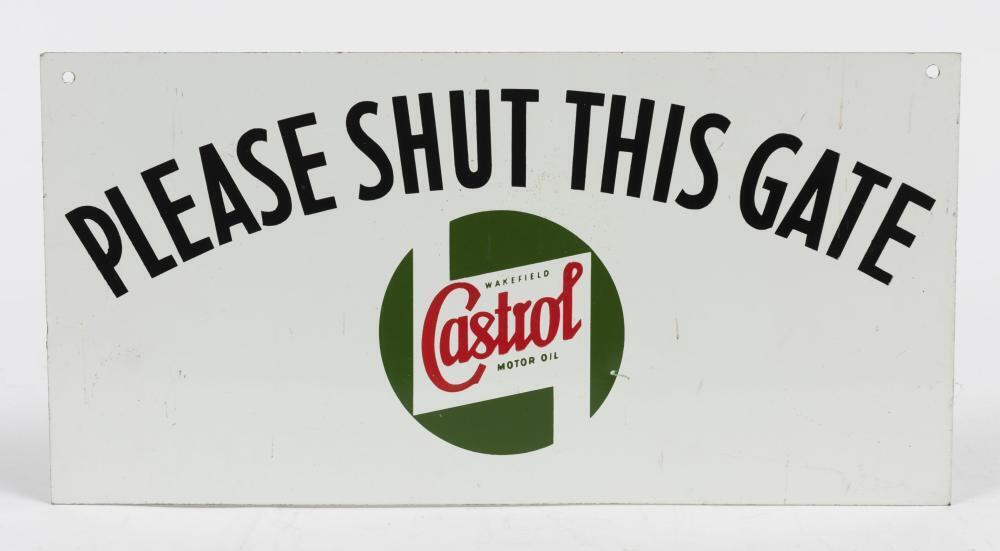 Castrol Store Sign CASTROL: An original Castrol branded printed metal sign, 15cm high x ...