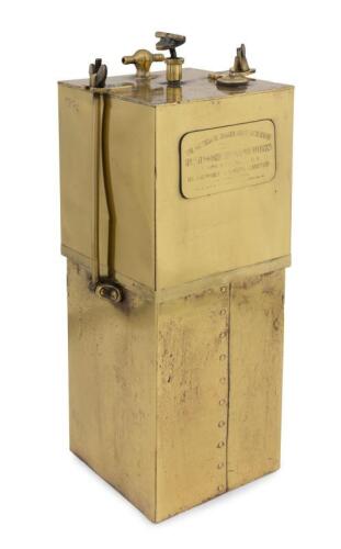 ACETYLENE GENERATOR: A Rushmore brass automobile lights acetylene generator "The Automatic Shaking Grate Generator", 38cm high