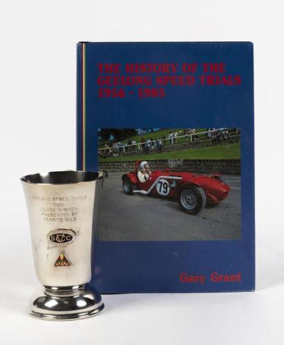 GEELONG SPEED TRIALS: A trophy for the Geelong Speed Trials 1980 given to the Class Winner and a hardback book 'The History of the Geelong Speed trials, 1956-1984