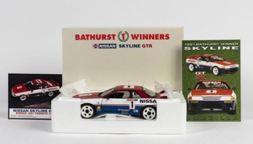 NISSAN: A limited edition 1:18 scale Biante Nissan Skyline GTR model, Winner of Bathurst 1991 driven by Jim Richards and Mark Skaife, CoA numbered 2370/4626, boxed
