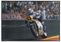 WAYNE GARDNER: An impressive large photographic poster featuring Wayne Gardner on his Rothmans Honda, printed by Centaur Press Adelaide, signed in black marker by Gardner,