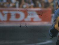 WAYNE GARDNER: An impressive large photographic poster featuring Wayne Gardner on his Rothmans Honda, printed by Centaur Press Adelaide, signed in black marker by Gardner, - 2