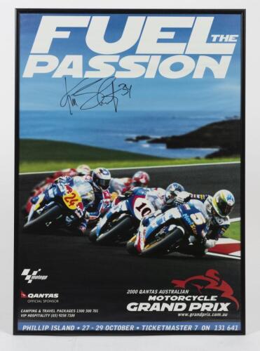 MOTO GP: A promotional poster from the 2000 AGP signed by Kevin Schwantz