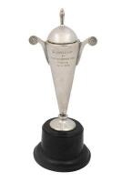 TROPHY: A silverplate trophy "the Shell Cup, given for the fastest time in the Adelaide historic 1976, 28cm high