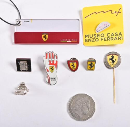 FERRARI: A collection of pin badges and keyrings relating to Ferrari
