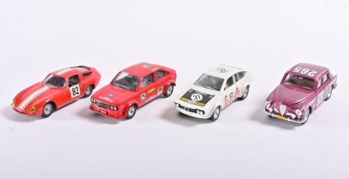 ALFA ROMEO: Four 1:43 scale Alfa Romeo racing car models from various eras
